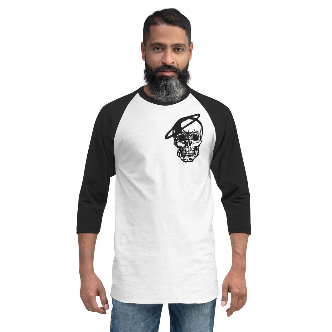 Men's 3\4 Sleeve Raglan Skull Shirt